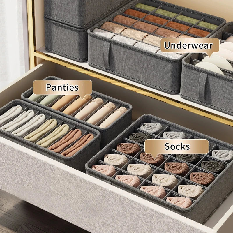 Drawer Organizer Box with 6/7/20 Grids – Underwear, Socks, Bra & Pants Storage Divider