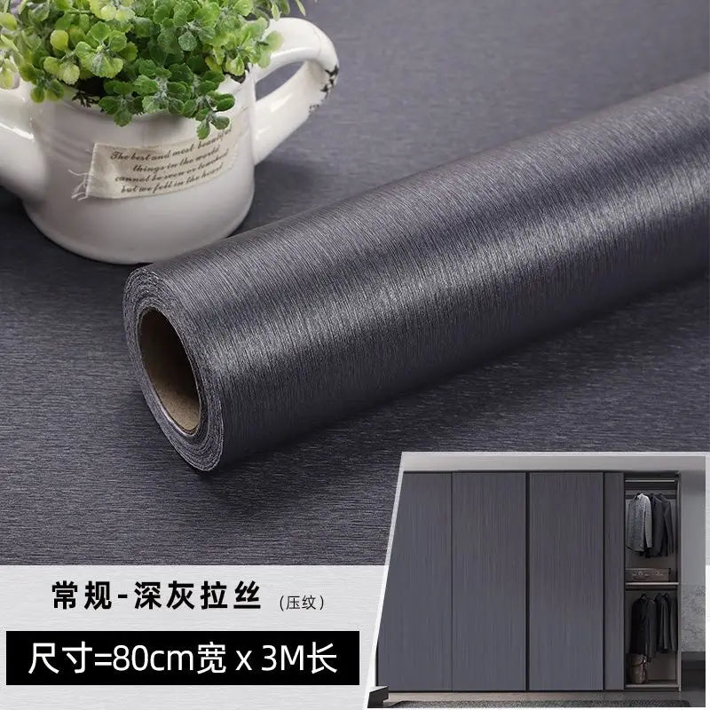 Self-adhesive Brushed Sticker Stainless Steel Air Conditioner Washing Machine Cabinet Door Waterproof Wallpaper Home Decoration