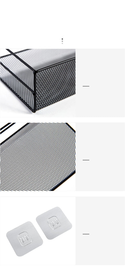 Punch-Free Bathroom Wall Storage Rack – Self-Adhesive Iron Mesh Shelf