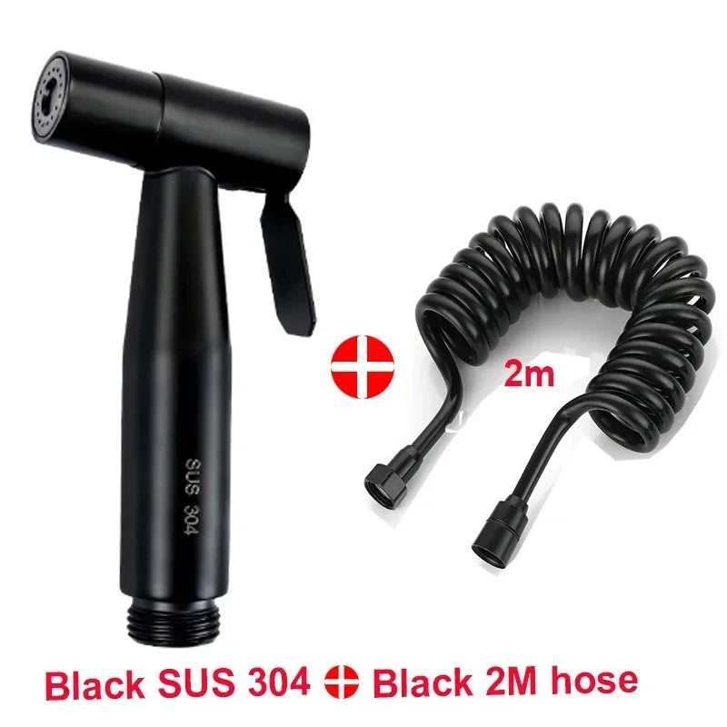 Brushed Stainless Steel Handheld Bidet Sprayer Set – Single Cold Water Faucet