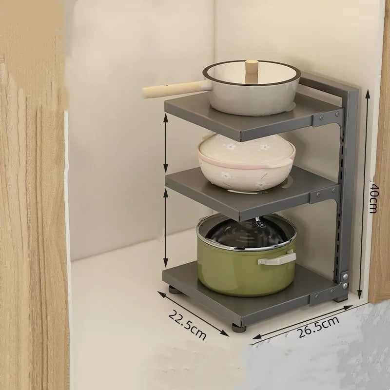 Adjustable Carbon Steel Pot & Pan Storage Rack