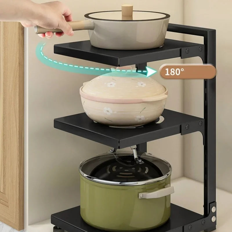 Adjustable Carbon Steel Pot & Pan Storage Rack