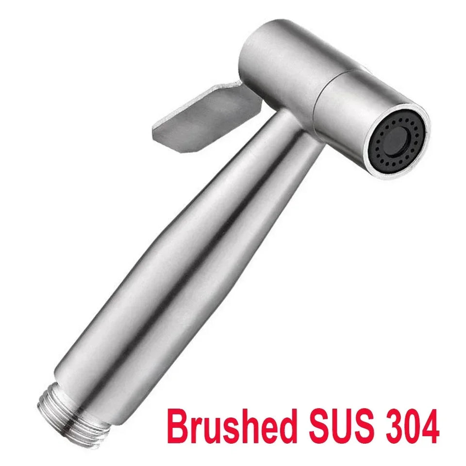 Brushed Stainless Steel Handheld Bidet Sprayer Set – Single Cold Water Faucet