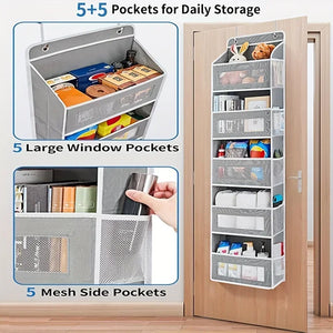 5-Shelf Hanging Organizer with Large Pockets – Over Door Storage