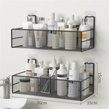 Punch-Free Bathroom Wall Storage Rack – Self-Adhesive Iron Mesh Shelf
