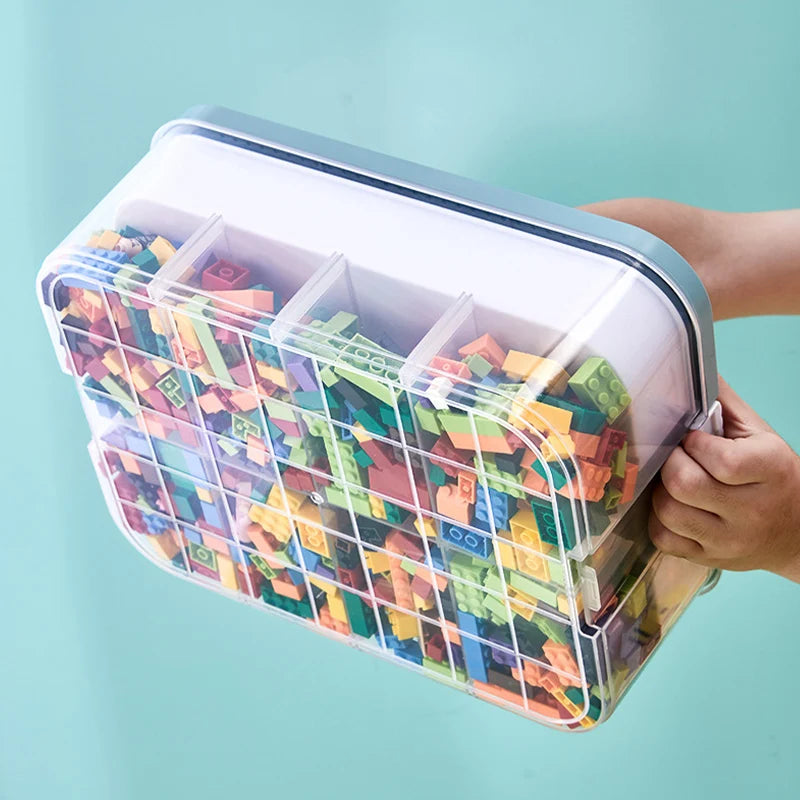 Kids Building Blocks Storage Box – Stackable Organizer Case with Handle