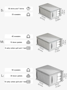 Gray Clothes & Quilt Storage Bag – Waterproof Wardrobe Organizer with Transparent Window