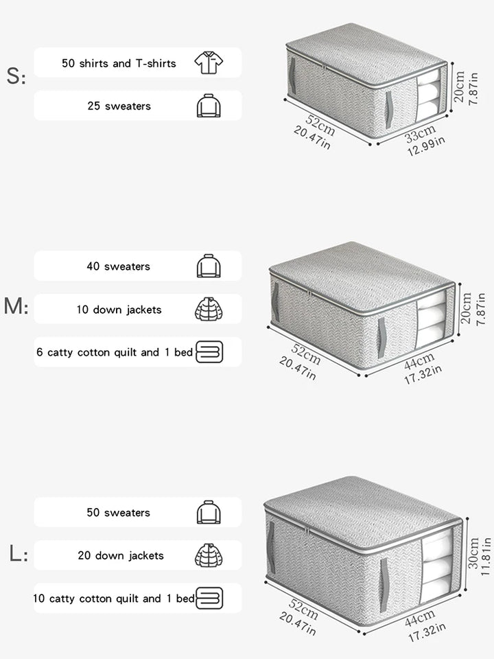 Gray Clothes & Quilt Storage Bag – Waterproof Wardrobe Organizer with Transparent Window