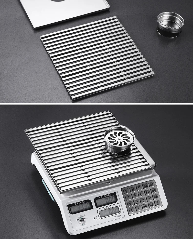 Large Floor Drain 304 Stainless Steel 12/15/20/30cm Square Linear Bathroom Floor Drains Outdoor Courtyard Large Diameter Drain