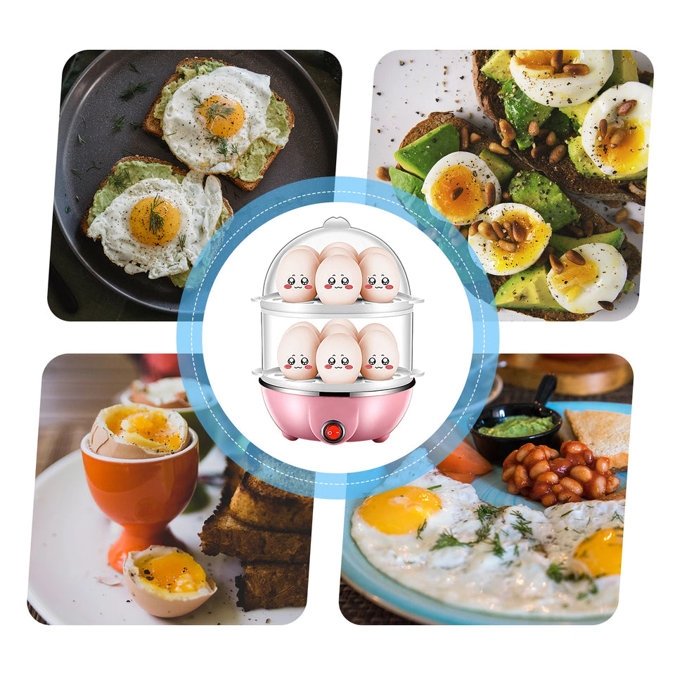 Double Layer Egg Cooker – 14 Egg Capacity Electric Boiler with Auto Shut-Off & Measuring Cup