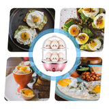 Double Layer Egg Cooker – 14 Egg Capacity Electric Boiler with Auto Shut-Off & Measuring Cup