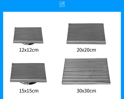 Large Floor Drain 304 Stainless Steel 12/15/20/30cm Square Linear Bathroom Floor Drains Outdoor Courtyard Large Diameter Drain