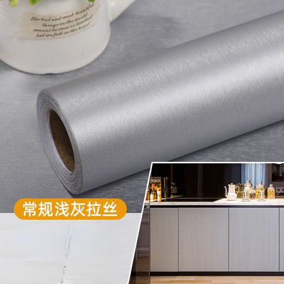 Self-adhesive Brushed Sticker Stainless Steel Air Conditioner Washing Machine Cabinet Door Waterproof Wallpaper Home Decoration
