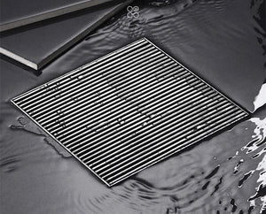 304 Stainless Steel Linear Floor Drain – Square Bathroom & Outdoor Courtyard Drain (12–30cm)