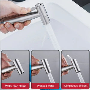 Brushed Stainless Steel Handheld Bidet Sprayer Set – Single Cold Water Faucet