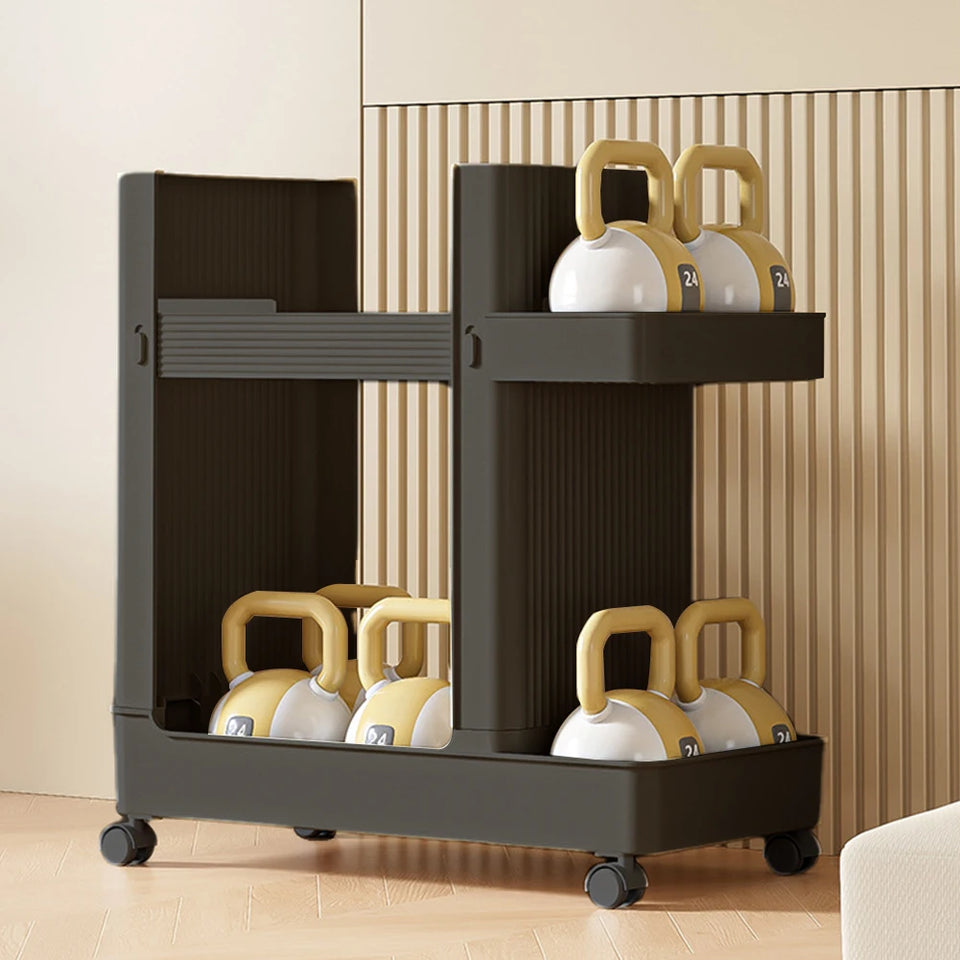 Yoga Mat & Sports Equipment Storage Rack with Wheels – Home Gym Organizer Basket