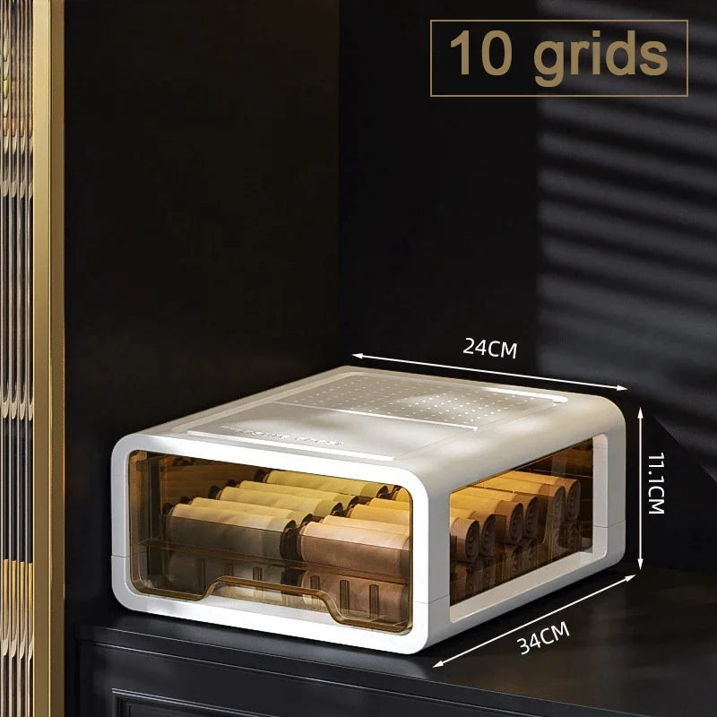 Clear Stackable Underwear Organizer Drawer – Thickened Transparent Clothing Storage Box