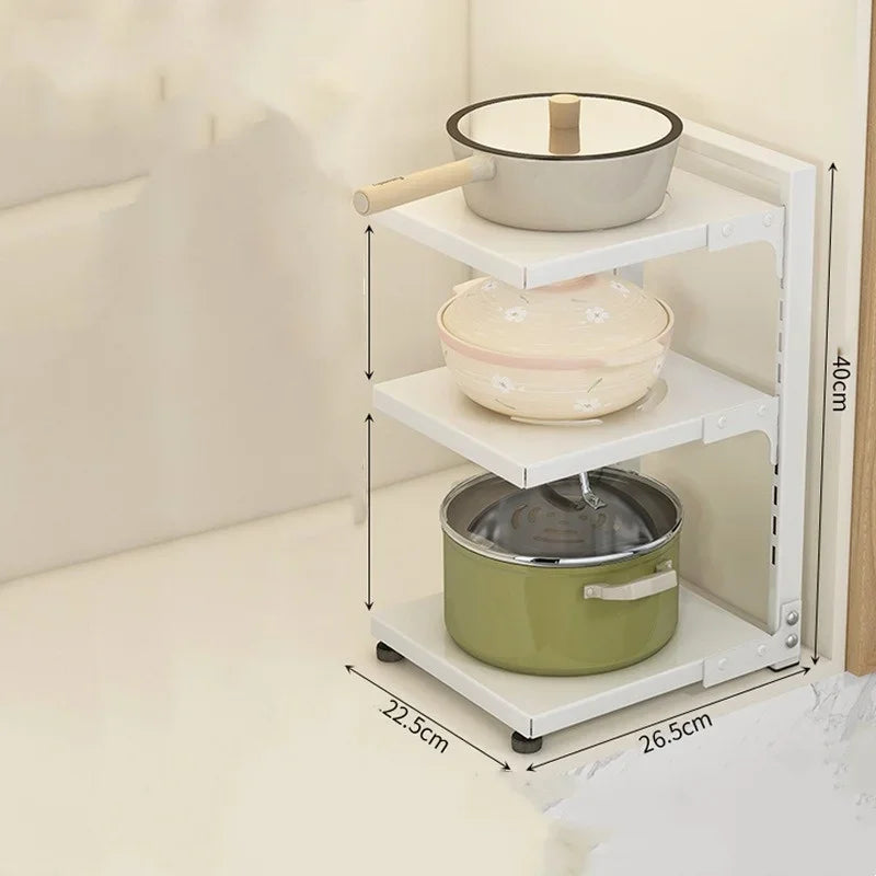 Adjustable Carbon Steel Pot & Pan Storage Rack