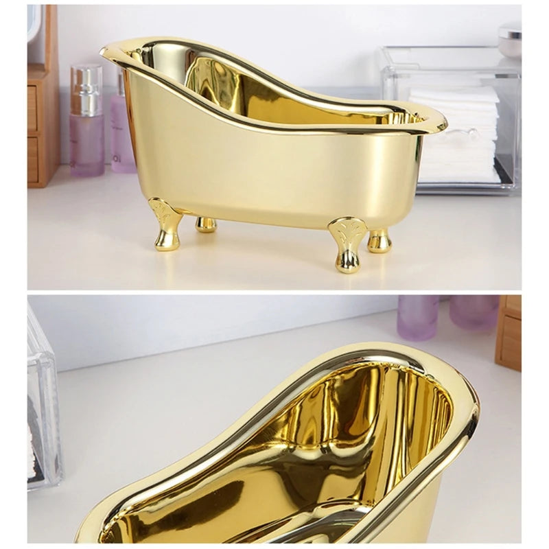 Golden Bathtub Cosmetic Organizer Box
