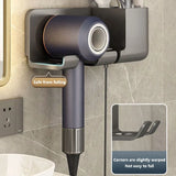 No-Drill Wall Hair Dryer Holder – Bathroom Shelf with Storage Box & Blower Stand