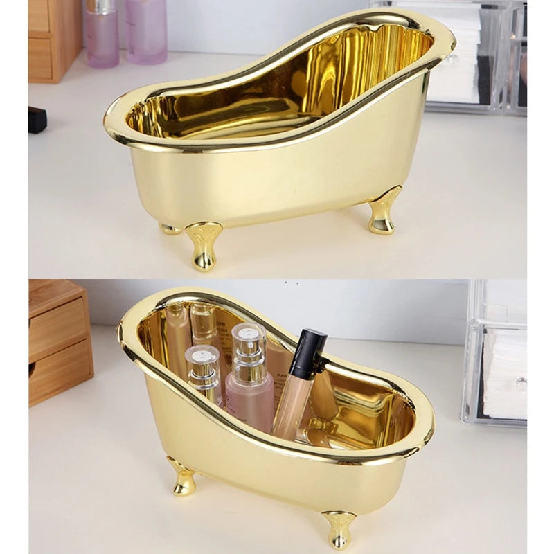 Golden Bathtub Cosmetic Organizer Box