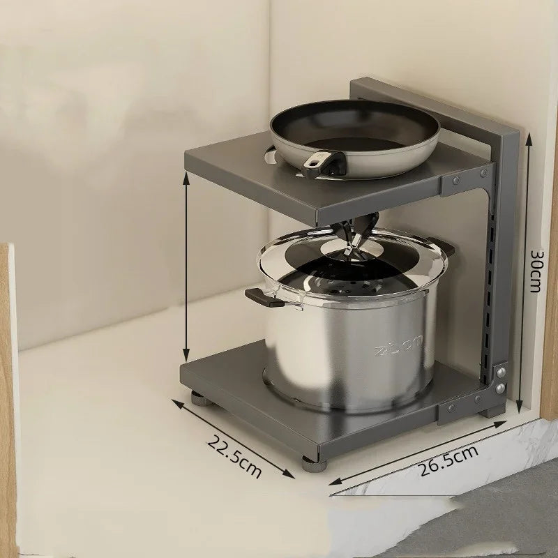 Adjustable Carbon Steel Pot & Pan Storage Rack