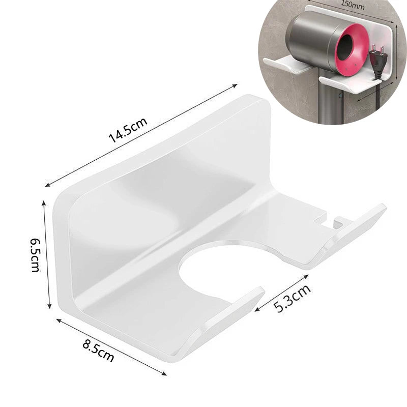 No-Drill Wall Hair Dryer Holder – Bathroom Shelf with Storage Box & Blower Stand
