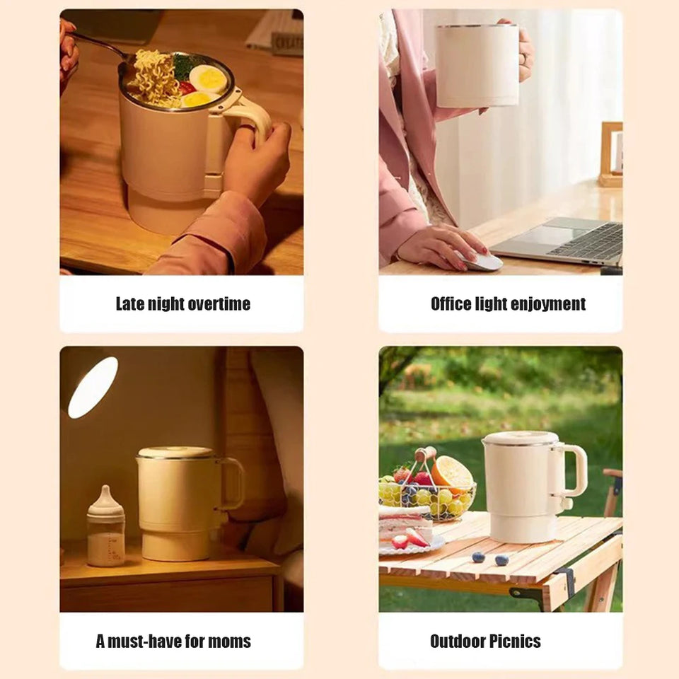 Folding Electric Kettle 220V – 304 Stainless Steel Portable Water & Noodle Cooker