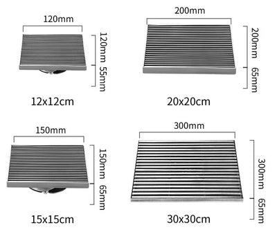 Large Floor Drain 304 Stainless Steel 12/15/20/30cm Square Linear Bathroom Floor Drains Outdoor Courtyard Large Diameter Drain