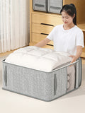Gray Clothes & Quilt Storage Bag – Waterproof Wardrobe Organizer with Transparent Window
