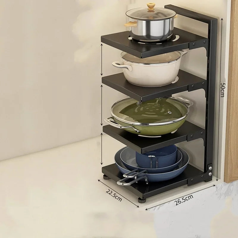 Adjustable Carbon Steel Pot & Pan Storage Rack