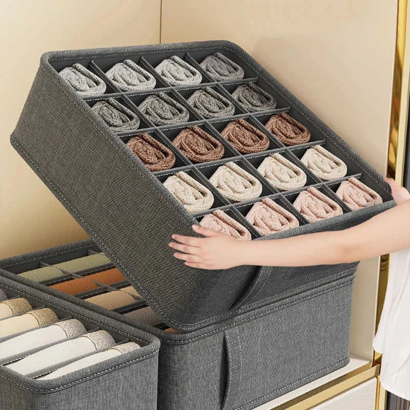 Drawer Organizer Box with 6/7/20 Grids – Underwear, Socks, Bra & Pants Storage Divider