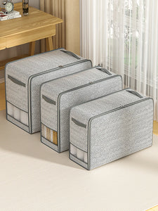Gray Clothes & Quilt Storage Bag – Waterproof Wardrobe Organizer with Transparent Window