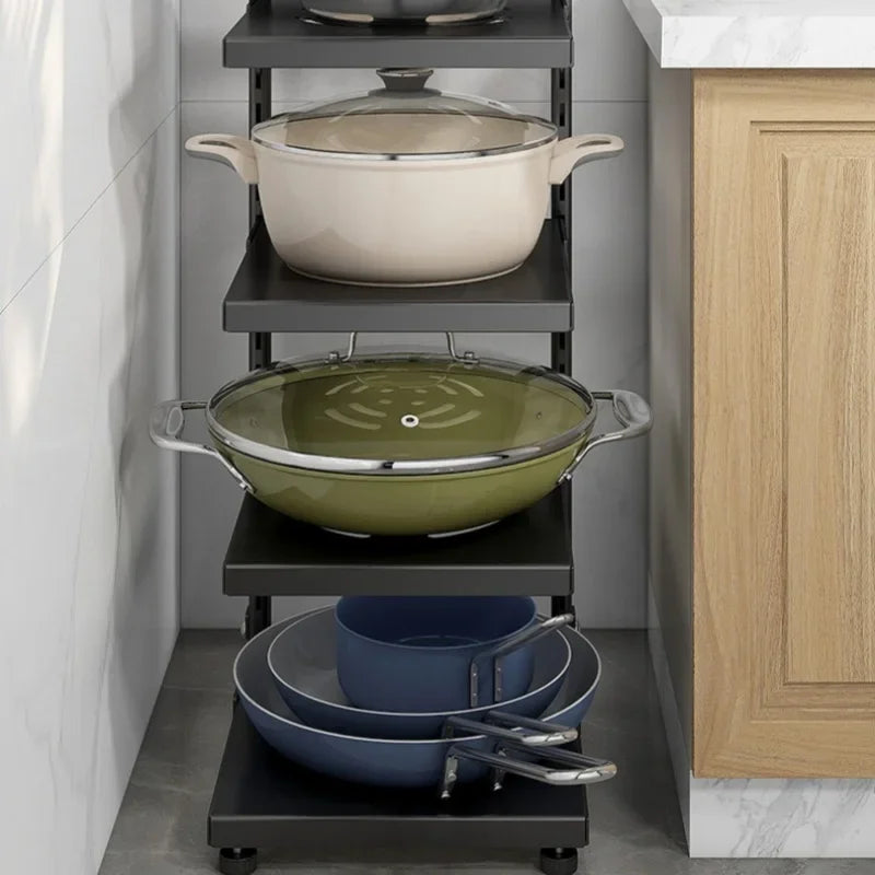 Adjustable Carbon Steel Pot & Pan Storage Rack