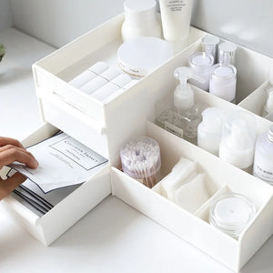 Large Capacity Makeup Organizer Box with Drawers – Cosmetic Storage Shelf for Dressing Table & Skincare