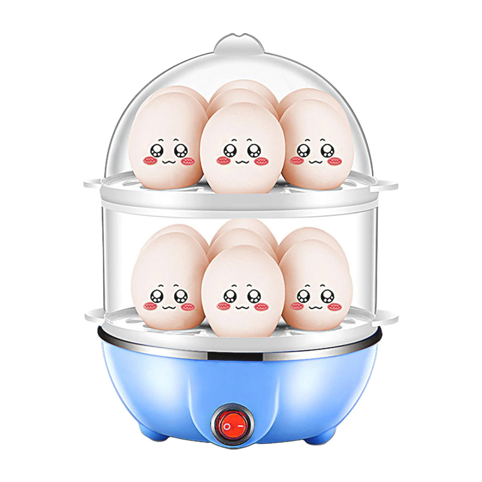 Double Layer Egg Cooker – 14 Egg Capacity Electric Boiler with Auto Shut-Off & Measuring Cup