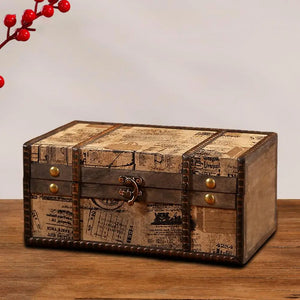 Vintage Jewelry Wood Box with Lock – Large Capacity Moisture-Proof Storage Chest for Jewelry

